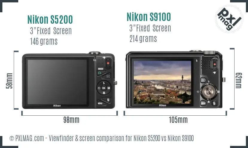 Nikon S5200 vs Nikon S9100 Screen and Viewfinder comparison