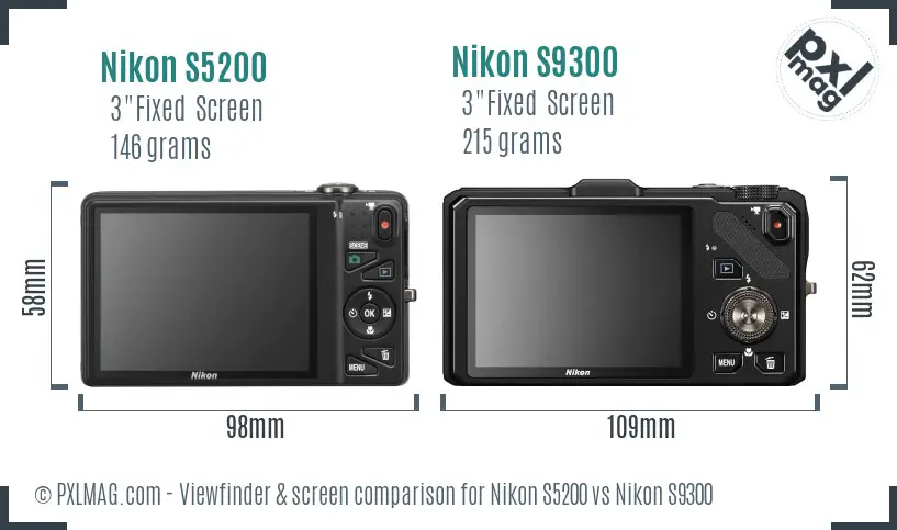 Nikon S5200 vs Nikon S9300 Screen and Viewfinder comparison