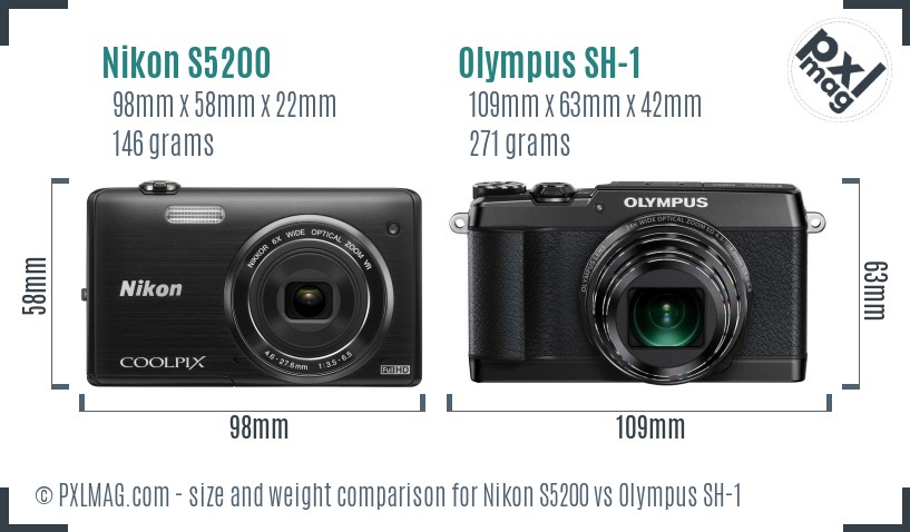 Nikon S5200 vs Olympus SH-1 size comparison Nikon S5200 vs Olympus SH-1 size comparison