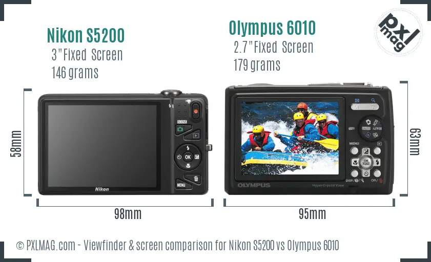 Nikon S5200 vs Olympus 6010 Screen and Viewfinder comparison Nikon S5200 vs Olympus 6010 Screen and Viewfinder comparison