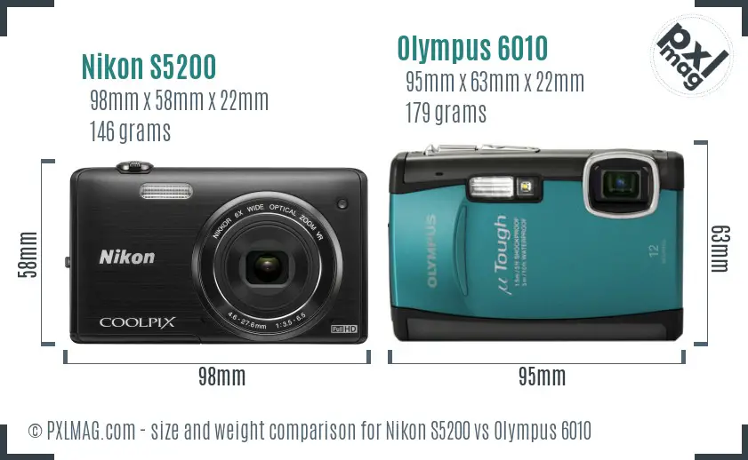 Nikon S5200 vs Olympus 6010 size comparison Nikon S5200 vs Olympus 6010 size comparison