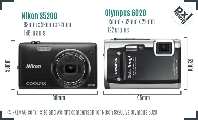 Nikon S5200 vs Olympus 6020 size comparison