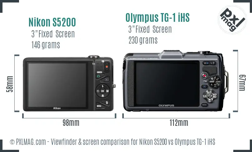Nikon S5200 vs Olympus TG-1 iHS Screen and Viewfinder comparison