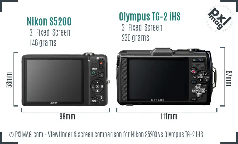 Nikon S5200 vs Olympus TG-2 iHS Screen and Viewfinder comparison