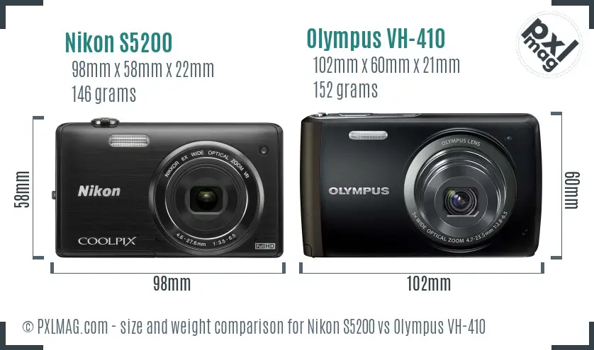Nikon S5200 vs Olympus VH-410 size comparison Nikon S5200 vs Olympus VH-410 size comparison