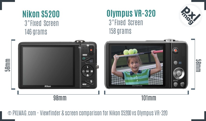Nikon S5200 vs Olympus VR-320 Screen and Viewfinder comparison