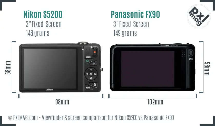 Nikon S5200 vs Panasonic FX90 Screen and Viewfinder comparison Nikon S5200 vs Panasonic FX90 Screen and Viewfinder comparison