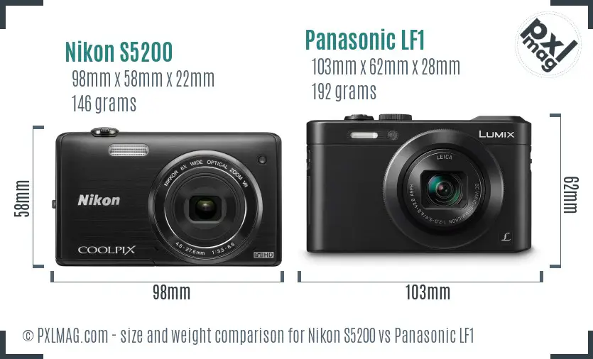 Nikon S5200 vs Panasonic LF1 size comparison Nikon S5200 vs Panasonic LF1 size comparison