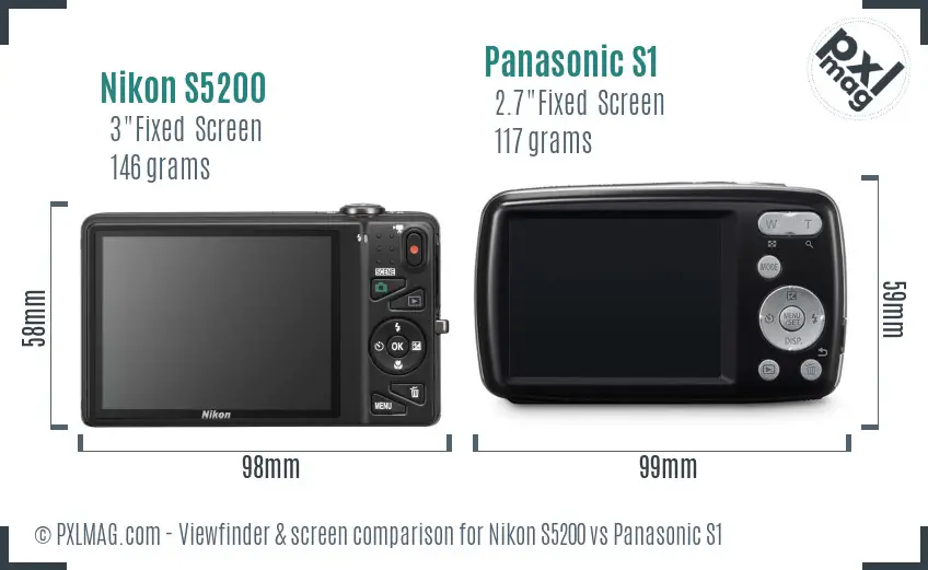 Nikon S5200 vs Panasonic S1 Screen and Viewfinder comparison