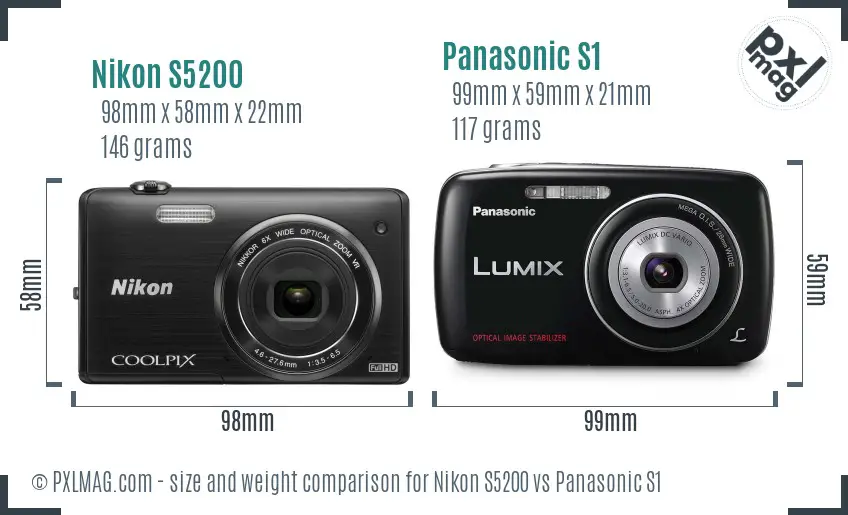 Nikon S5200 vs Panasonic S1 size comparison