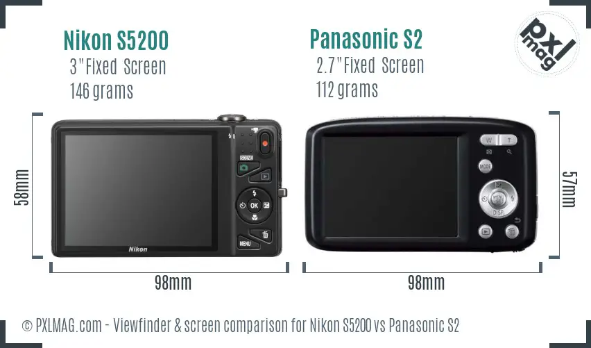 Nikon S5200 vs Panasonic S2 Screen and Viewfinder comparison