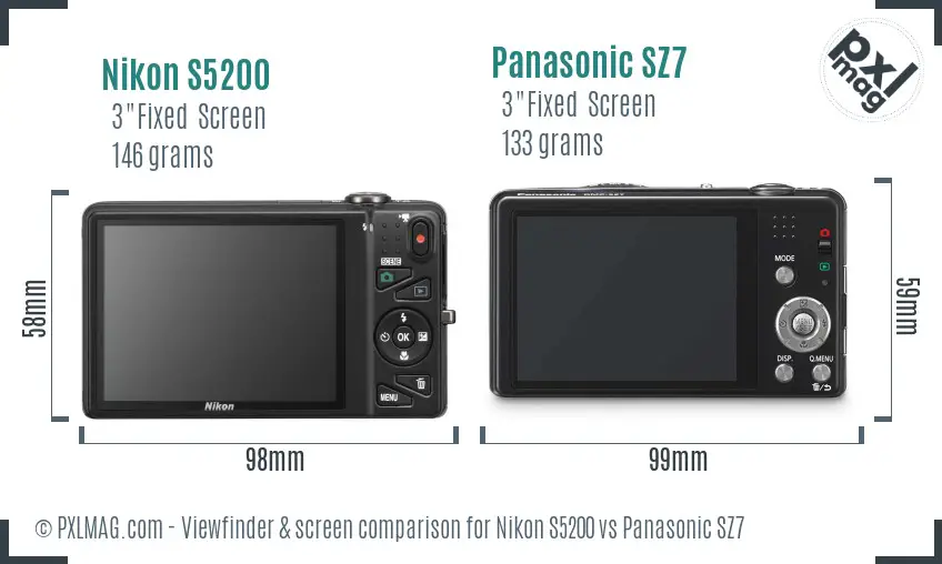 Nikon S5200 vs Panasonic SZ7 Screen and Viewfinder comparison Nikon S5200 vs Panasonic SZ7 Screen and Viewfinder comparison