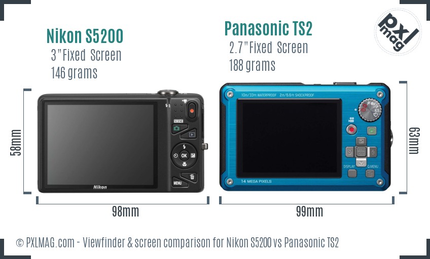Nikon S5200 vs Panasonic TS2 Screen and Viewfinder comparison