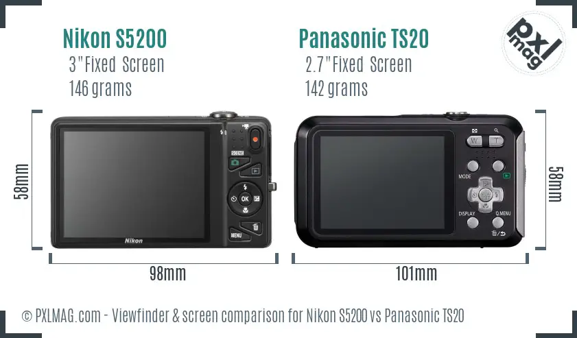 Nikon S5200 vs Panasonic TS20 Screen and Viewfinder comparison Nikon S5200 vs Panasonic TS20 Screen and Viewfinder comparison