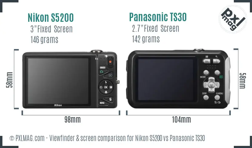 Nikon S5200 vs Panasonic TS30 Screen and Viewfinder comparison Nikon S5200 vs Panasonic TS30 Screen and Viewfinder comparison