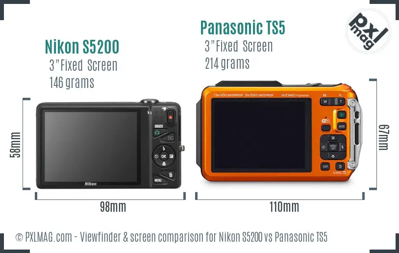 Nikon S5200 vs Panasonic TS5 Screen and Viewfinder comparison Nikon S5200 vs Panasonic TS5 Screen and Viewfinder comparison