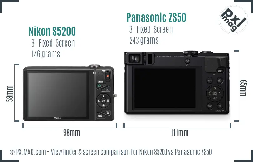 Nikon S5200 vs Panasonic ZS50 Screen and Viewfinder comparison Nikon S5200 vs Panasonic ZS50 Screen and Viewfinder comparison