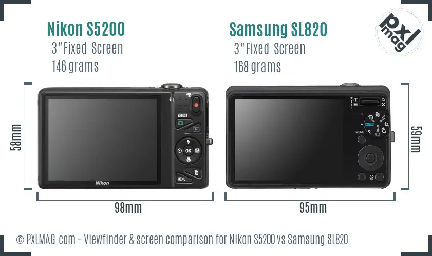 Nikon S5200 vs Samsung SL820 Screen and Viewfinder comparison Nikon S5200 vs Samsung SL820 Screen and Viewfinder comparison