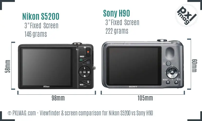 Nikon S5200 vs Sony H90 Screen and Viewfinder comparison