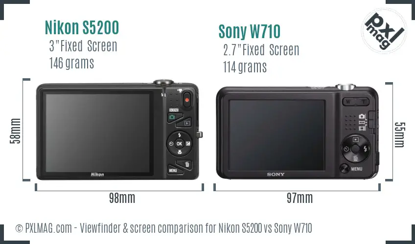Nikon S5200 vs Sony W710 Screen and Viewfinder comparison Nikon S5200 vs Sony W710 Screen and Viewfinder comparison