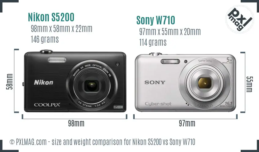 Nikon S5200 vs Sony W710 size comparison Nikon S5200 vs Sony W710 size comparison