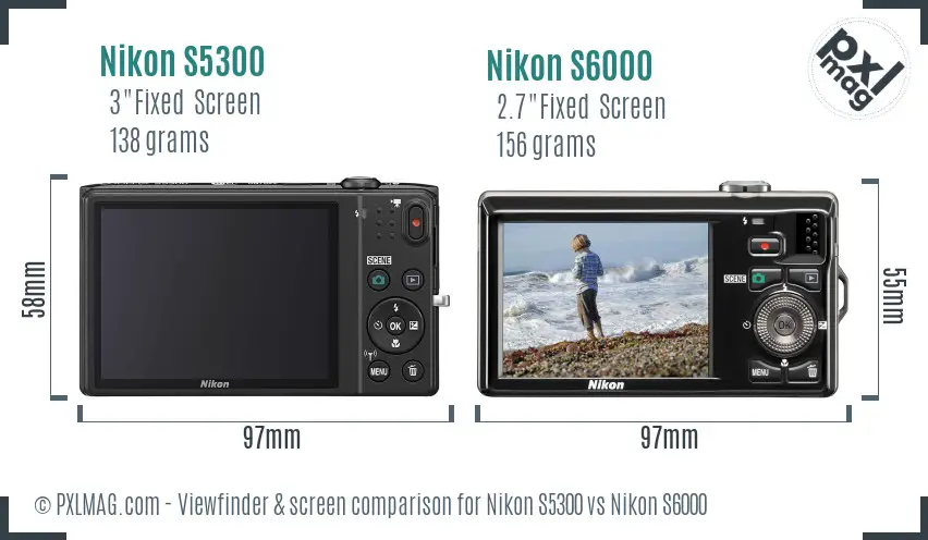 Nikon S5300 vs Nikon S6000 Screen and Viewfinder comparison