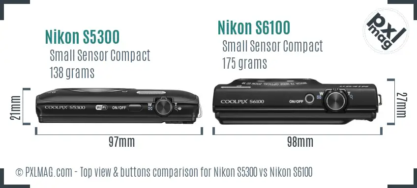 Nikon S5300 vs Nikon S6100 top view buttons comparison