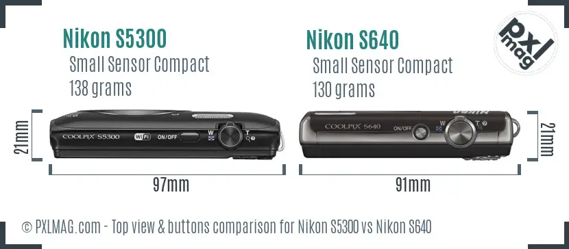 Nikon S5300 vs Nikon S640 top view buttons comparison