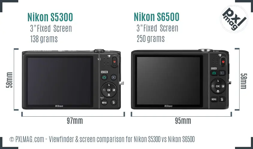 Nikon S5300 vs Nikon S6500 Screen and Viewfinder comparison