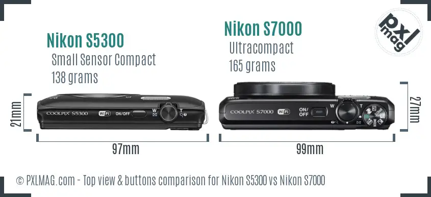 Nikon S5300 vs Nikon S7000 top view buttons comparison