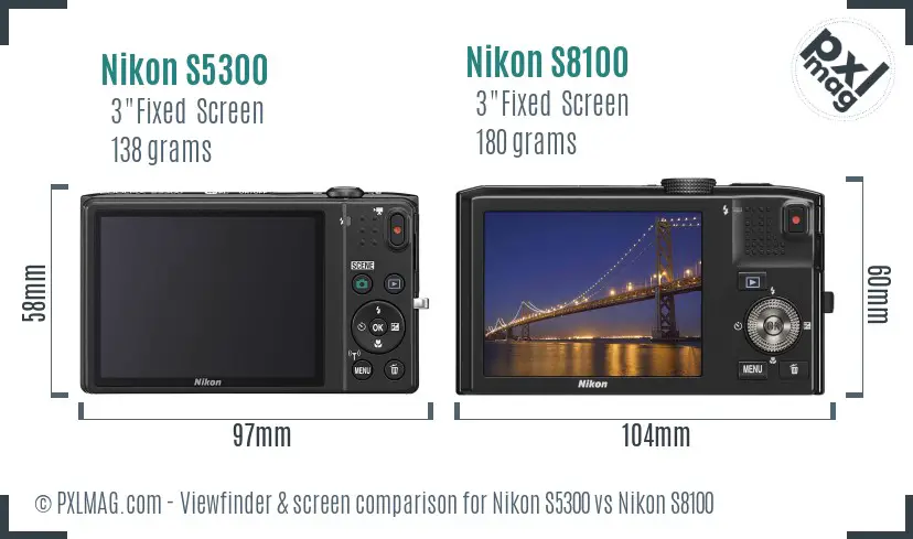 Nikon S5300 vs Nikon S8100 Screen and Viewfinder comparison