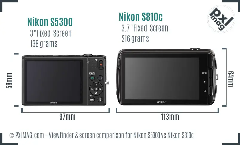 Nikon S5300 vs Nikon S810c Screen and Viewfinder comparison