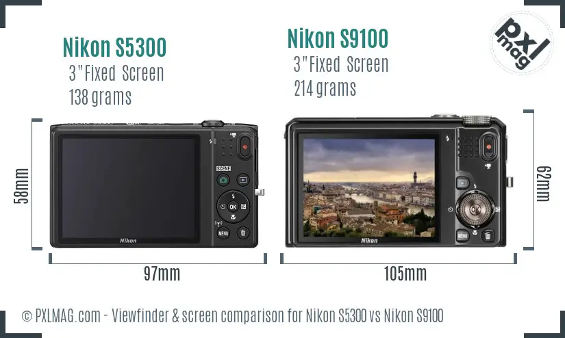 Nikon S5300 vs Nikon S9100 Screen and Viewfinder comparison