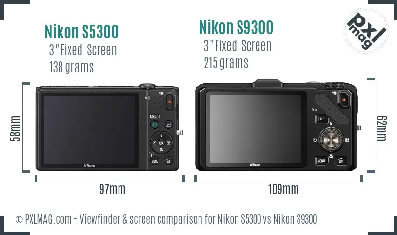 Nikon S5300 vs Nikon S9300 Screen and Viewfinder comparison