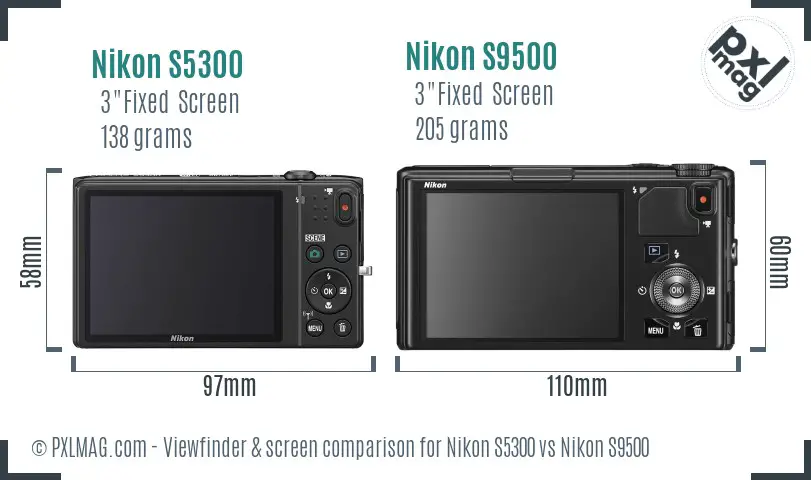 Nikon S5300 vs Nikon S9500 Screen and Viewfinder comparison