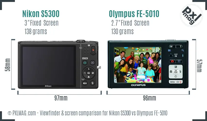 Nikon S5300 vs Olympus FE-5010 Screen and Viewfinder comparison Nikon S5300 vs Olympus FE-5010 Screen and Viewfinder comparison