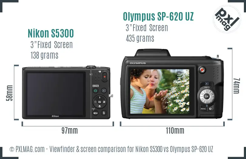 Nikon S5300 vs Olympus SP-620 UZ Screen and Viewfinder comparison Nikon S5300 vs Olympus SP-620 UZ Screen and Viewfinder comparison