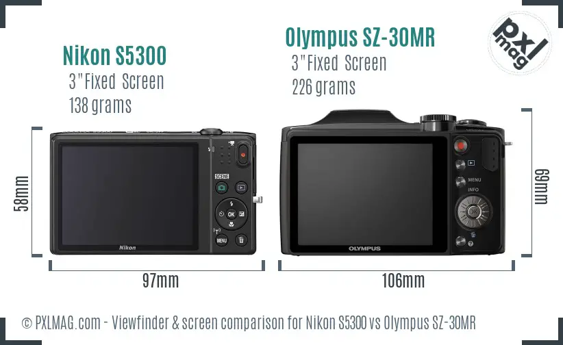 Nikon S5300 vs Olympus SZ-30MR Screen and Viewfinder comparison Nikon S5300 vs Olympus SZ-30MR Screen and Viewfinder comparison