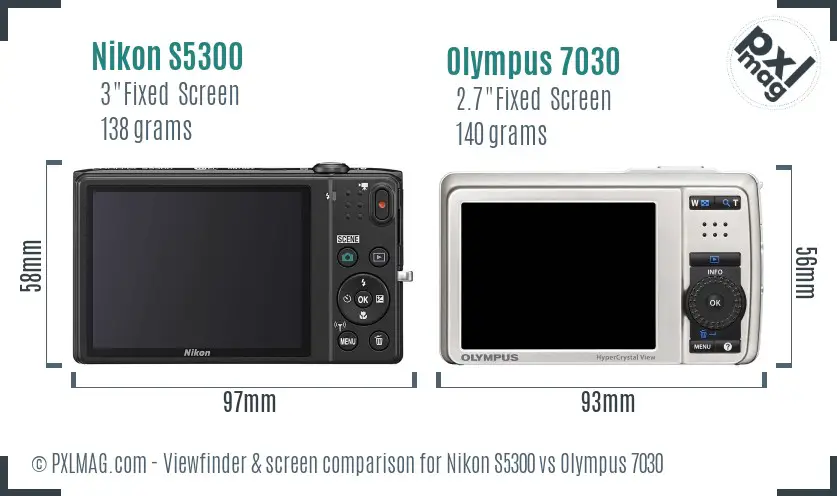 Nikon S5300 vs Olympus 7030 Screen and Viewfinder comparison