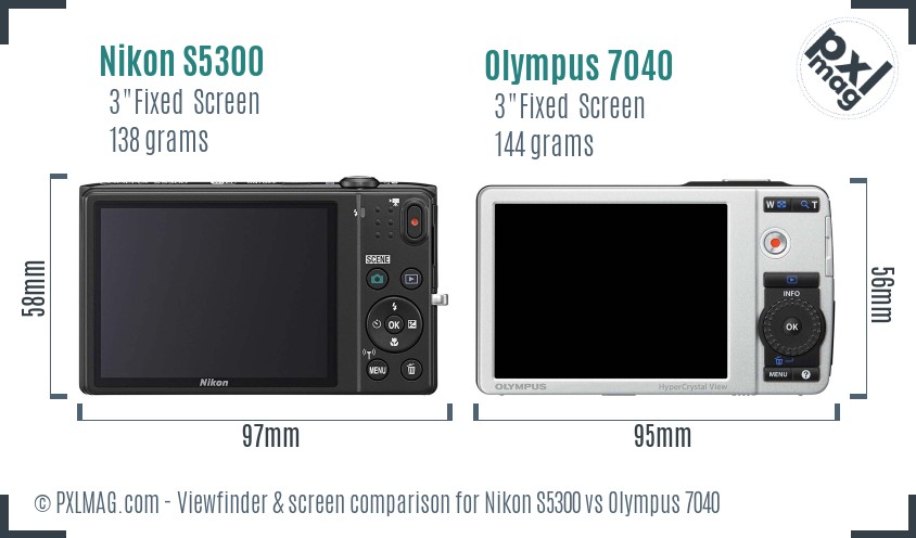 Nikon S5300 vs Olympus 7040 Screen and Viewfinder comparison