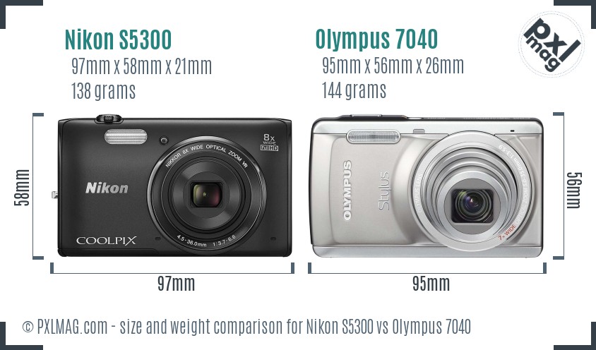 Nikon S5300 vs Olympus 7040 size comparison Nikon S5300 vs Olympus 7040 size comparison