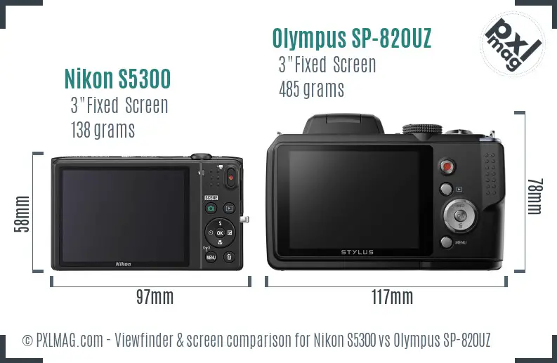 Nikon S5300 vs Olympus SP-820UZ Screen and Viewfinder comparison Nikon S5300 vs Olympus SP-820UZ Screen and Viewfinder comparison