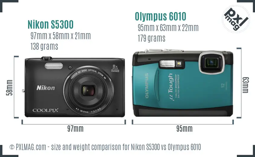 Nikon S5300 vs Olympus 6010 size comparison