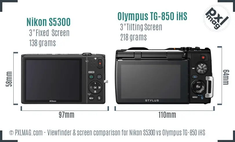 Nikon S5300 vs Olympus TG-850 iHS Screen and Viewfinder comparison