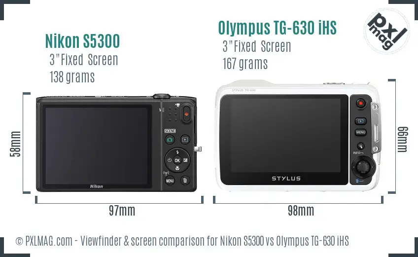 Nikon S5300 vs Olympus TG-630 iHS Screen and Viewfinder comparison