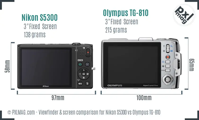 Nikon S5300 vs Olympus TG-810 Screen and Viewfinder comparison Nikon S5300 vs Olympus TG-810 Screen and Viewfinder comparison