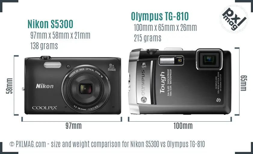 Nikon S5300 vs Olympus TG-810 size comparison Nikon S5300 vs Olympus TG-810 size comparison
