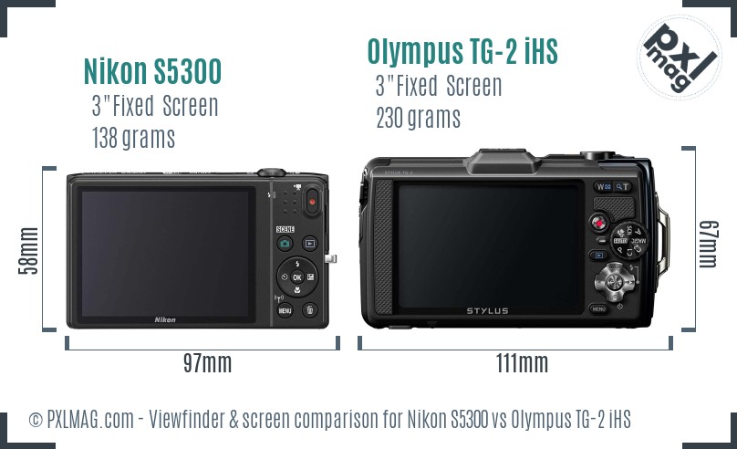Nikon S5300 vs Olympus TG-2 iHS Screen and Viewfinder comparison