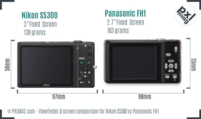 Nikon S5300 vs Panasonic FH1 Screen and Viewfinder comparison Nikon S5300 vs Panasonic FH1 Screen and Viewfinder comparison