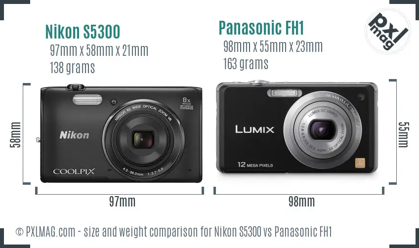 Nikon S5300 vs Panasonic FH1 size comparison Nikon S5300 vs Panasonic FH1 size comparison